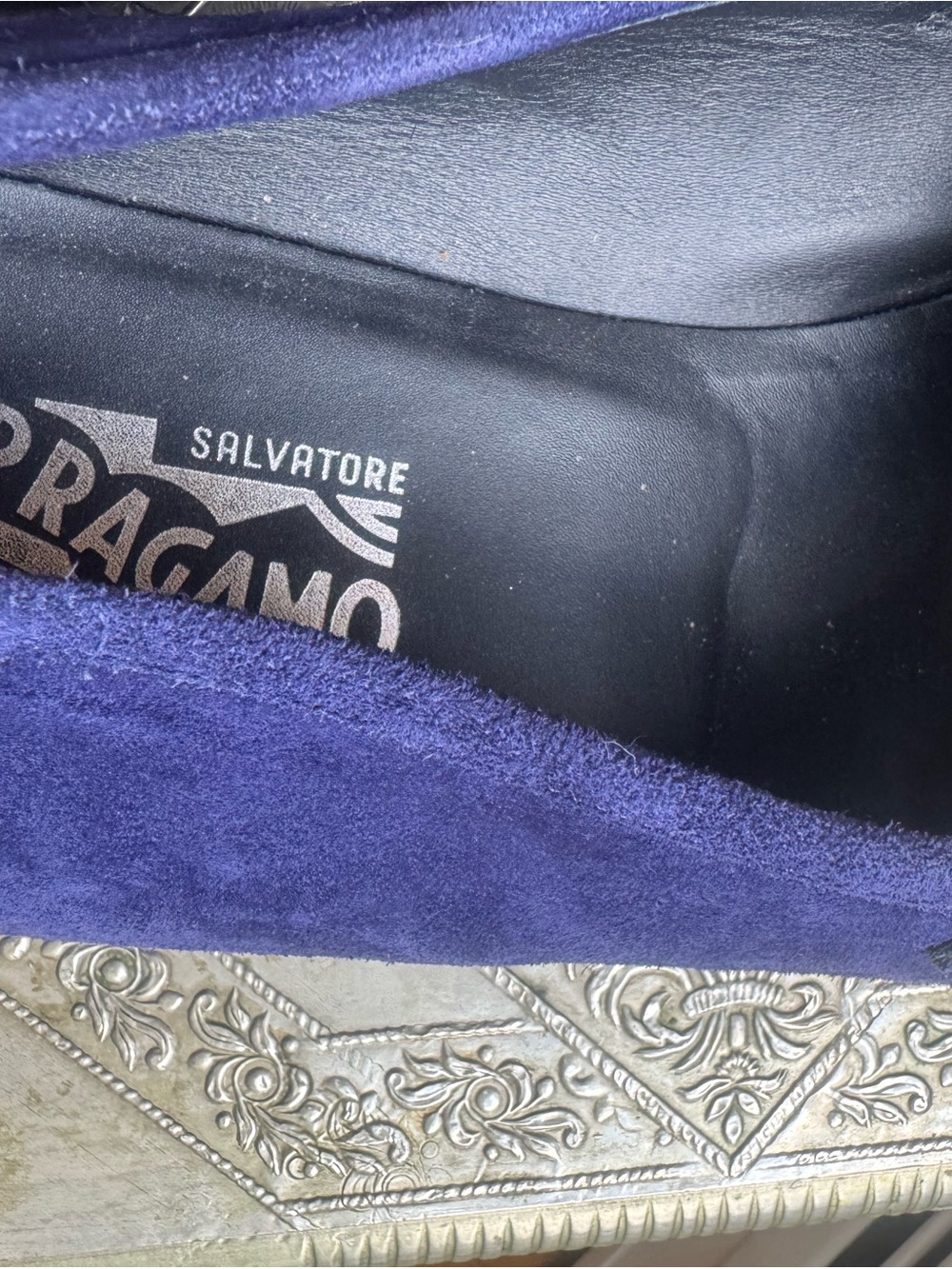 Salvatore Ferragamo Navy Suede Gancini Bit Loafers 12 2E - Picture 13 of 15